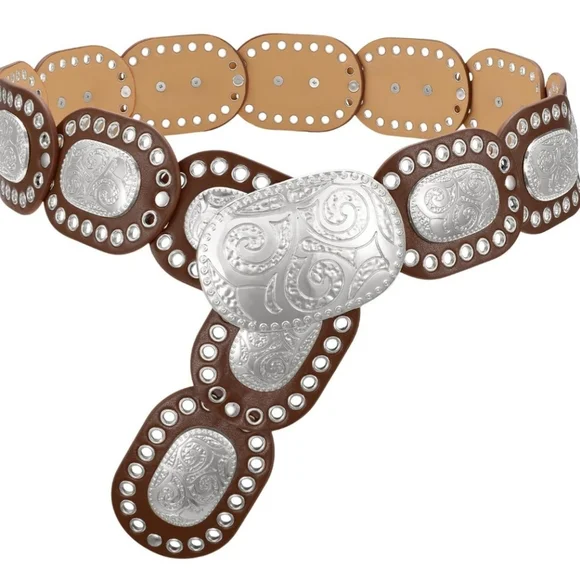 Brown and Silver Western Belt - Picture 1 of 6